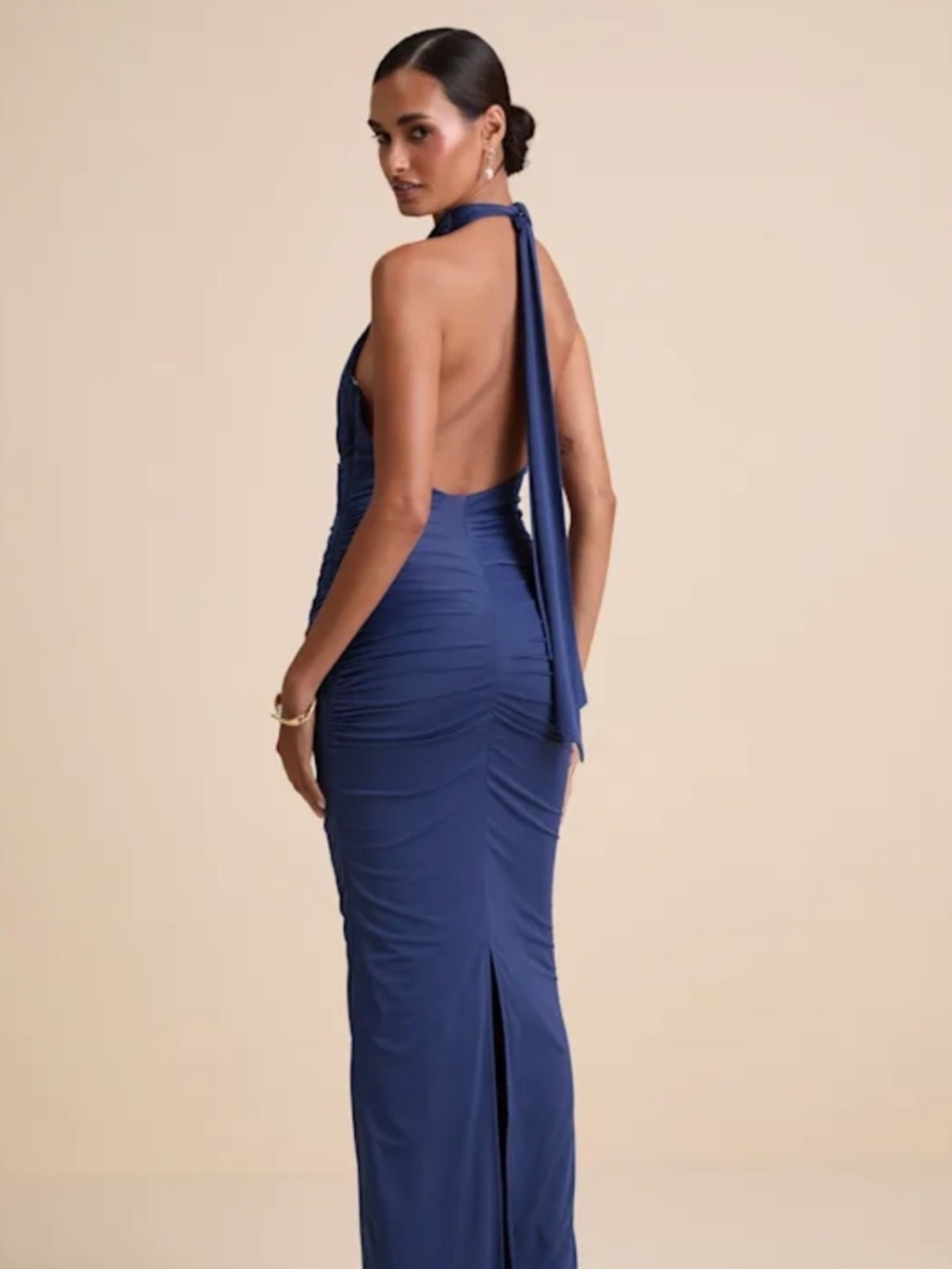 Lulus Ruched Halter Maxi Dress - Picture 2 of 5